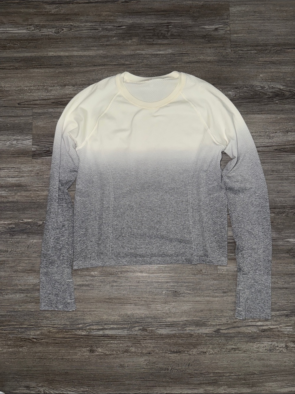 CALIA by Carrie Underwood Ombre Long-Sleeve Crewneck Top — Cream to Gray